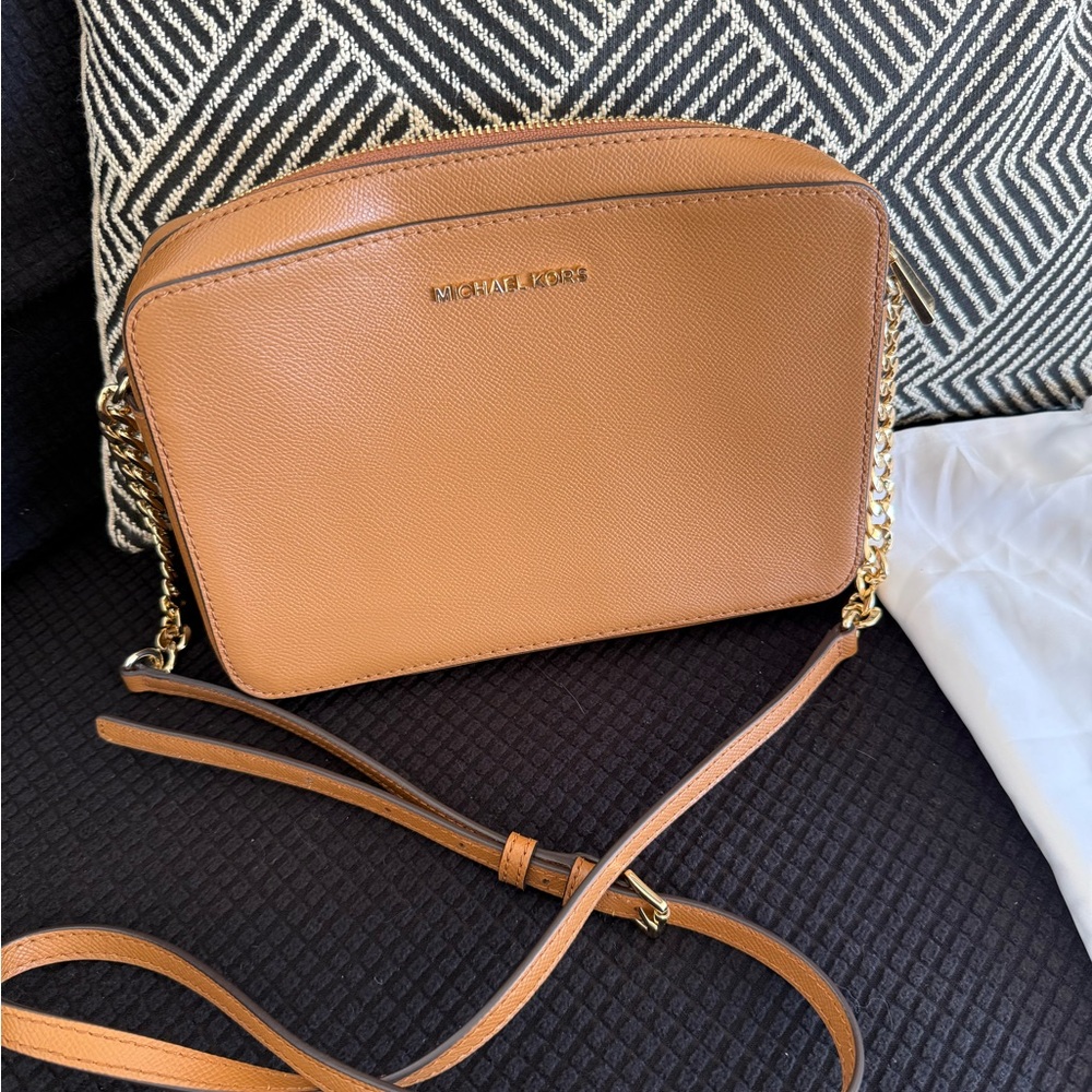 Michael Kors Brown Crossbody Bag with Gold Accents